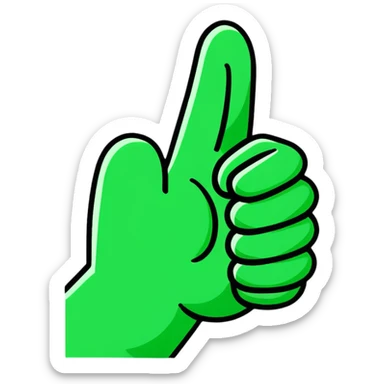 Minimalist Maya-style thumbs up and prayer hands emojis, white and deep green only, flat design with clean lines sticker
