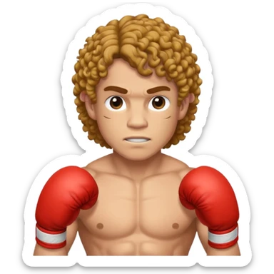 Boxer , with a curly mullet haircut sticker