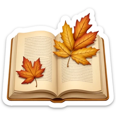 beige autumn open book with leaves on it sticker