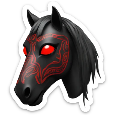 Horse mask black with red eyes and tribal style sticker