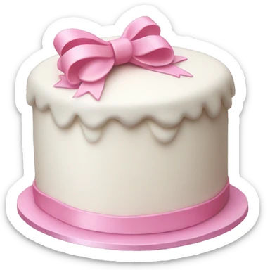 A white cake with a pink bow  sticker
