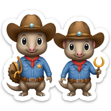 armadillos with cowboy hat team logo  sticker