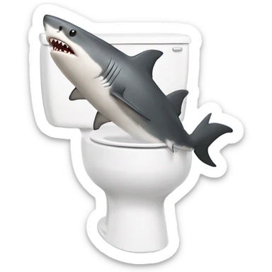 Shark pooping on a toilet ￼ sticker