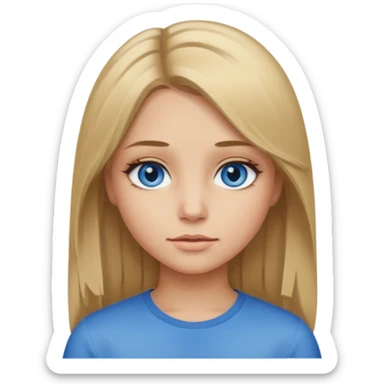 Dirty blonde hair girl with straight middle part sticker
