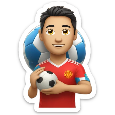 Soccer's player from kyrgyzstan holds the world world cup sticker