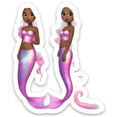 Iridescent mermaid long hair pink full body sticker