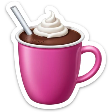 a regular hot pink cup with hot chocolate in it, no designs sticker