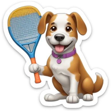 dog playing padel sticker