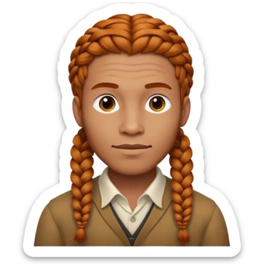 thick ginger braids man sticker