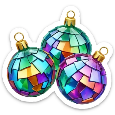 broken pieces of Christmas tree balls sticker