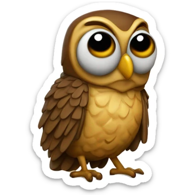 buho con un lapicero y su cuaderno de apun sticker