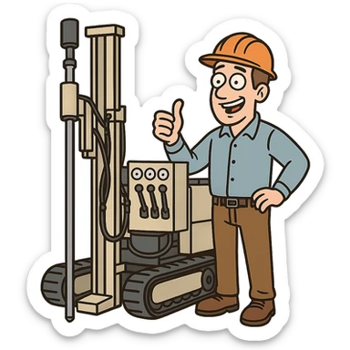rack-mounted geotechnical drilling rig (Geoprobe-style soil sampling machine), transparent background sticker