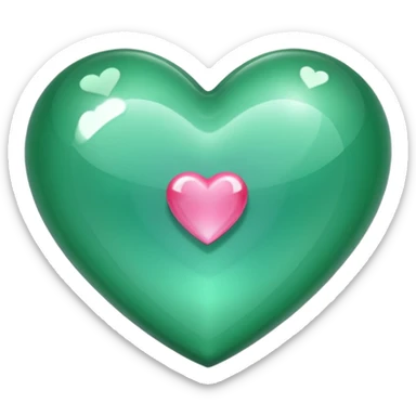 emerald heart with one mini pink heart inside of it  sticker