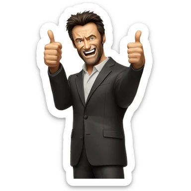 Hugh jackman Wolverine with thumbs up sticker