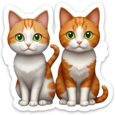 3 tiny different coloured short haired cats including a dark grey and white cat with green eyes,and  a ginger and white with orange eyes and a brown tabby and white with hazel eyes sticker