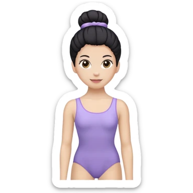 woman IOS emoji, Black bun and lavender leotard sticker