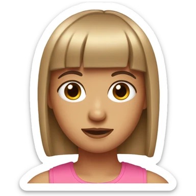 a girl with bangs and pink tank top sticker