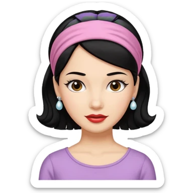 1950s black hair woman with hairnband sticker