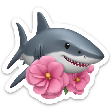 Pink shark with flower crown  sticker