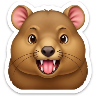 Hyrax sticking tongue out with its fangs making fun of capybara sticker