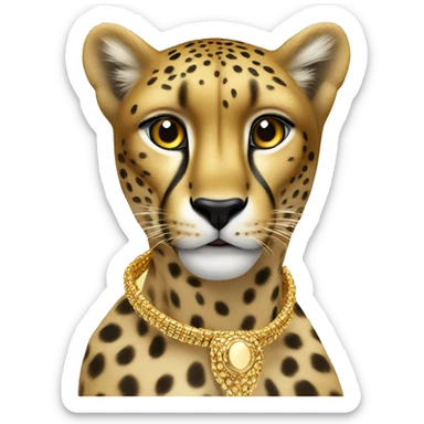 Cheetah with gold jewellery  sticker