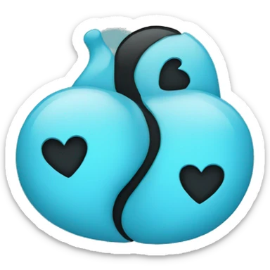 Half black and baby blue heart sticker