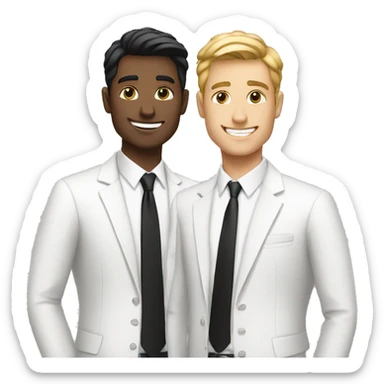 TWO GUYS IN BUSINESS SUITS, WHITE AND BLACK, BEST FRIENDS VIBE sticker