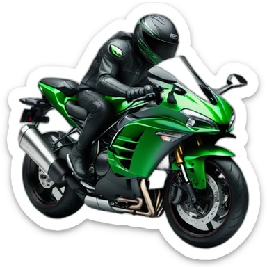 Man on Kawasaki ninja H2 full black with cigareon his hand sticker
