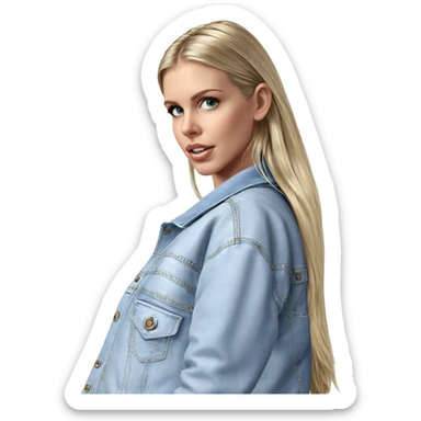 blonde girl in denim jacket sticker