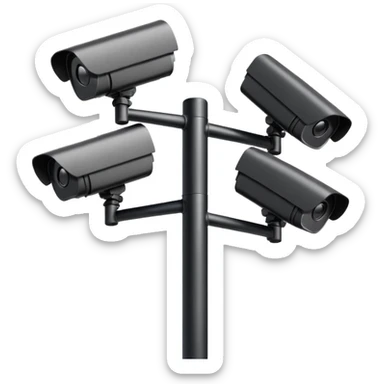 Multiple CCTV cameras on a pole in black  sticker