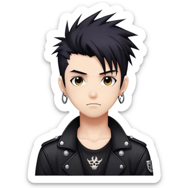 Cute Edgy Attractive Gorgeous Kawaii Anime Punk man dark hair sticker