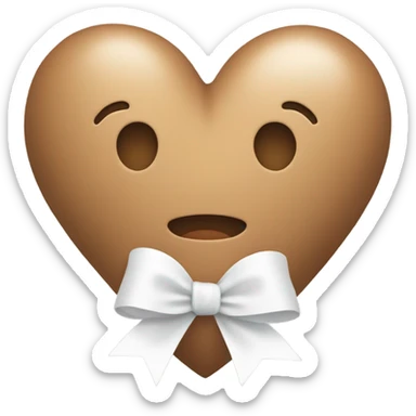 Light brown heart with white ribbon sticker