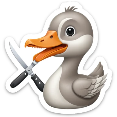 goose biting knife menace sticker
