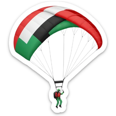 a palestinian flag with a paraglider, respect scrupulously the correct shapes and colours of the flag sticker