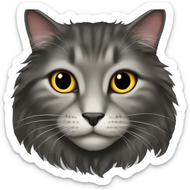 Black domestic longhair cat sticker