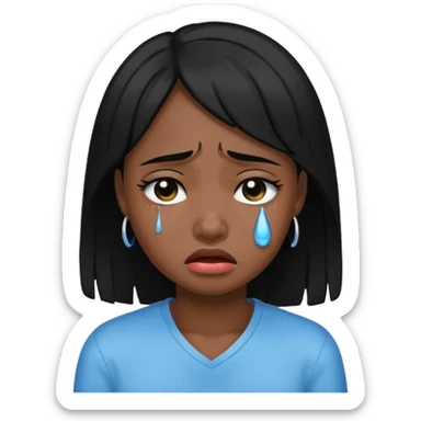Black hair girl crying with tears sticker