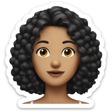 Head, Tan skin woman, thick curly black hair , dark eyes sticker