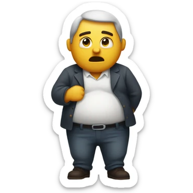 Man holding his belly with a sick face  sticker