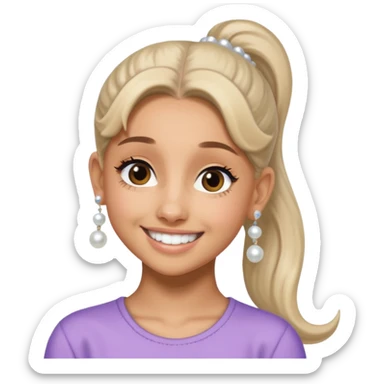 Ariana grande with a pony tail and pearl earrings  sticker