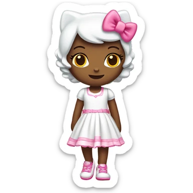 Hello kitty wearing white dress with pink shoes sticker