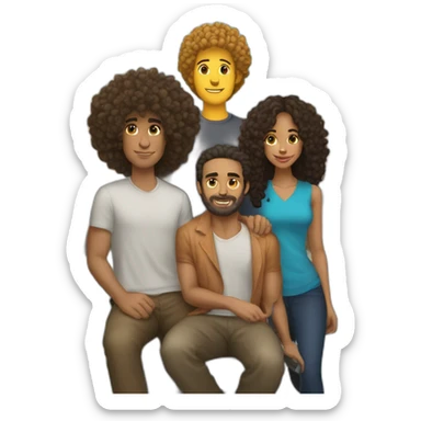 couple with one white man with long curly hair and one mixed race woman with afro cut and one alley cat seat sticker