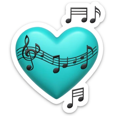 Turquoise heart and notes sticker