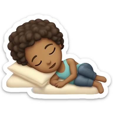 light brown skin with dark brown hair and brown eyes sleeping  sticker