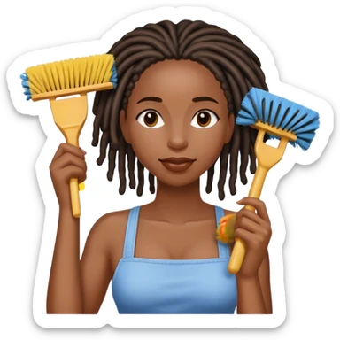 Black woman with locs cleaning  sticker