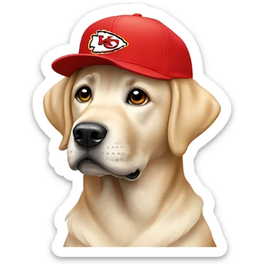 Labrador with Kansas City chiefs hat sticker