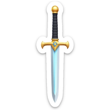 Clash of Clans aesthetic: Cinematic Playful Pixel 3D Sword Emoji, rendered in a 3D vector-style similar to standard emojis with minimal shading and bold, simplified shapes. A compact, distinct form with signature details, softly glowing with a pixelated adventure charm. Simplified yet unmistakably iconic, highly detailed and consistent, glowing with a soft radiance and high shine. Stylized with a touch of classic pixel-art charm and a soft glowing outline, capturing the essence of a beloved gaming relic with a friendly, playful manner! sticker