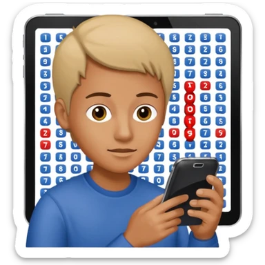 mano con movil y buscador palabras sticker