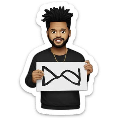 after hours the weeknd holding up sign with xo logo sticker