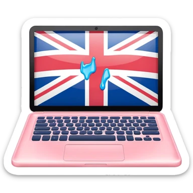 pastel melted laptop on the screen British flag sticker