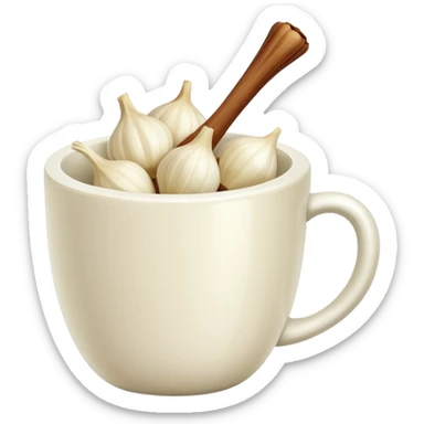 individual peeled garlic clove in a cup sticker